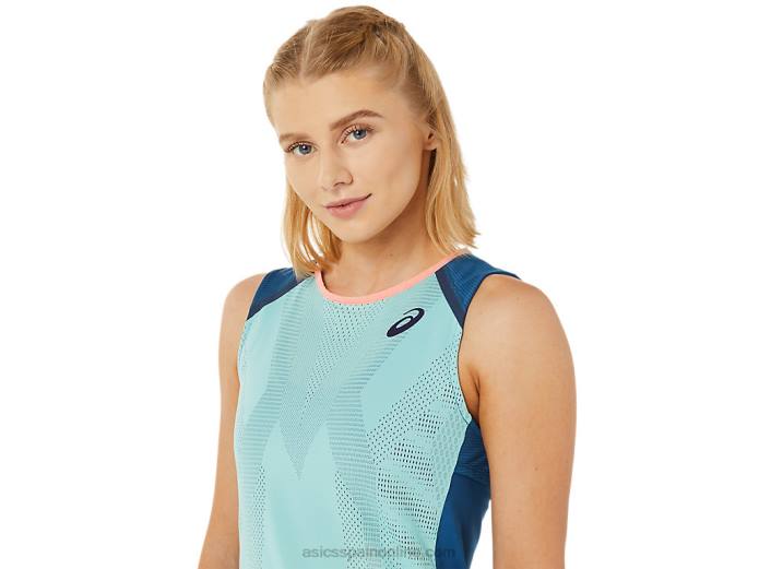 camiseta sin mangas de mujer Asics 4L683495 verde oasis/índigo claro