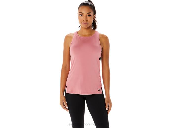 camiseta sin mangas fit sana para mujer Asics 4L683398 rosa ahumado