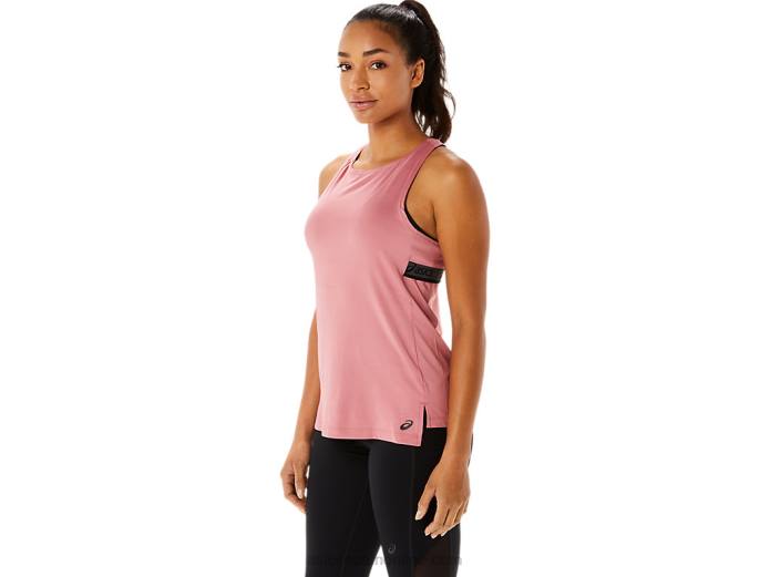 camiseta sin mangas fit sana para mujer Asics 4L683398 rosa ahumado