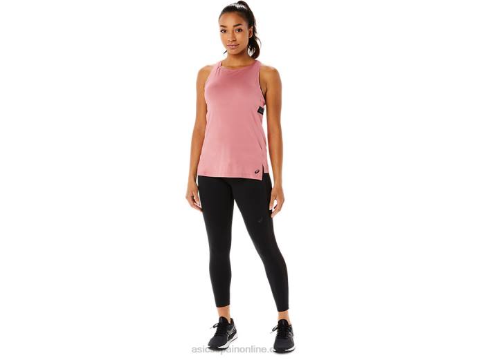 camiseta sin mangas fit sana para mujer Asics 4L683398 rosa ahumado