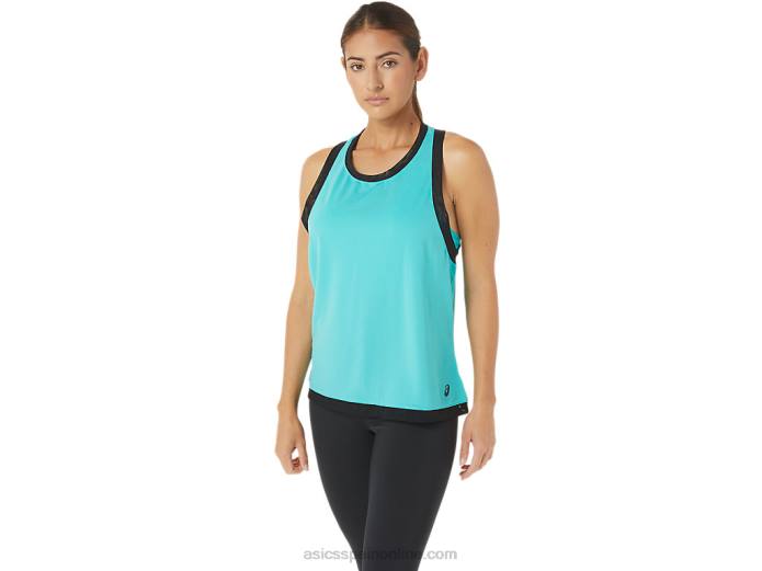 camiseta sin mangas kate de malla para mujer Asics 4L682725 cristal marino
