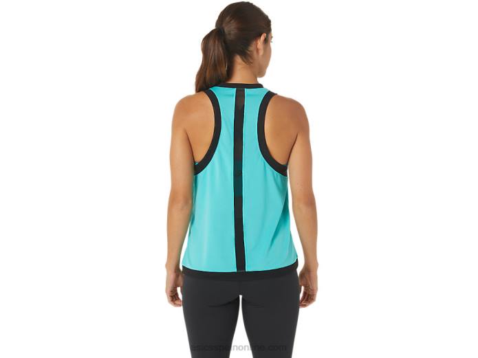 camiseta sin mangas kate de malla para mujer Asics 4L682725 cristal marino
