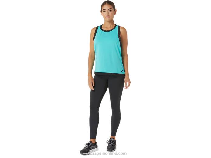 camiseta sin mangas kate de malla para mujer Asics 4L682725 cristal marino