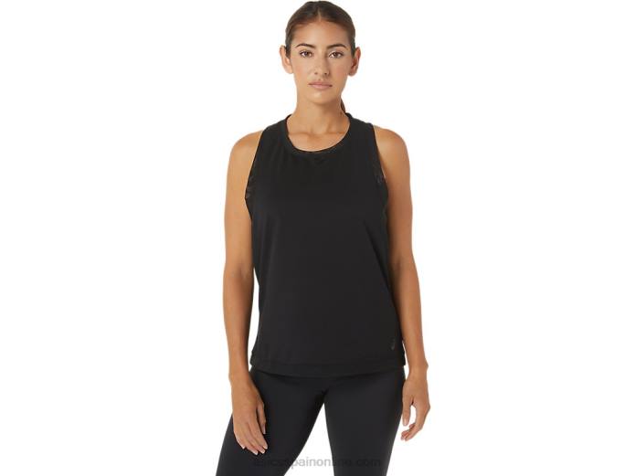 camiseta sin mangas kate de malla para mujer Asics 4L682811 rendimiento negro