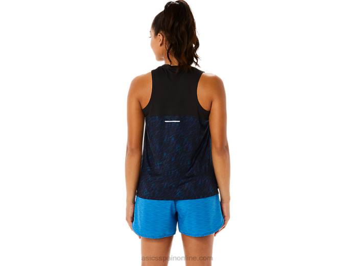 camiseta sin mangas pr lyte run para mujer Asics 4L683486 impresión de sombra nocturna/lago