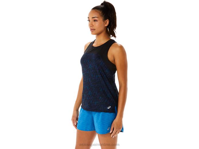 camiseta sin mangas pr lyte run para mujer Asics 4L683486 impresión de sombra nocturna/lago