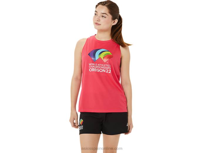 camiseta sin mangas ready-set ii wch para mujer Asics 4L683218 píxel rosa
