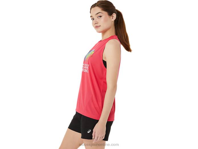 camiseta sin mangas ready-set ii wch para mujer Asics 4L683218 píxel rosa