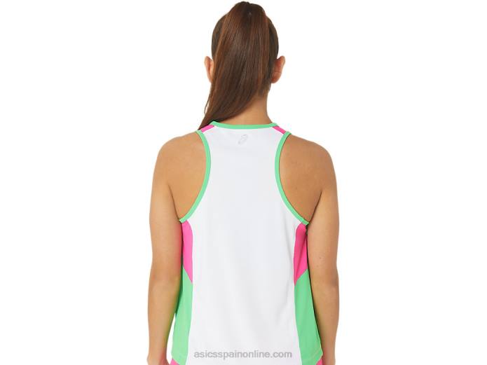 nueva camiseta de tirantes reutilizada fuerte para mujer Asics 4L682353 blanco/pista/rosa glo