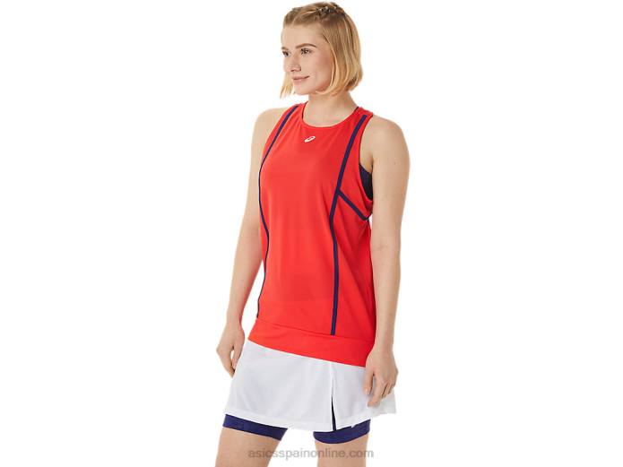 nueva camiseta sin mangas strong 92 para mujer Asics 4L683060 alerta roja/buceo azul