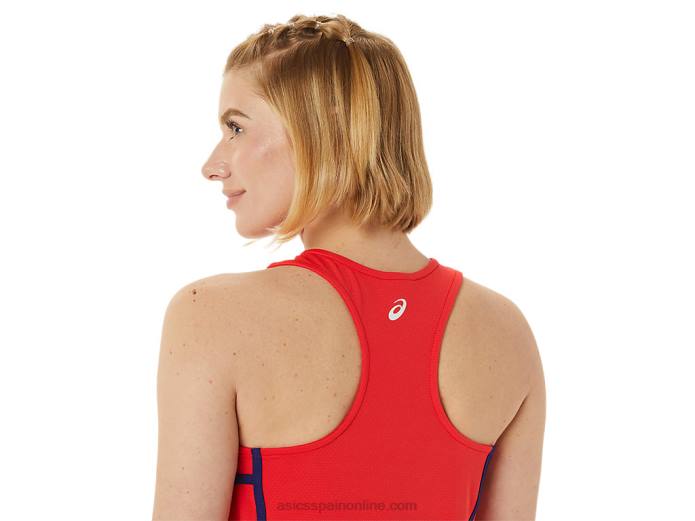 nueva camiseta sin mangas strong 92 para mujer Asics 4L683060 alerta roja/buceo azul