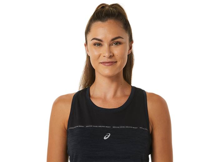 tanque de carrera femenino Asics 4L682492 rendimiento negro/gris carbón