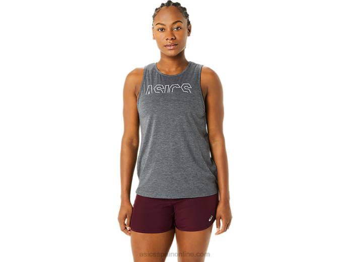tanque de músculo de las mujeres Asics 4L683693 gris oscuro brezo/niebla