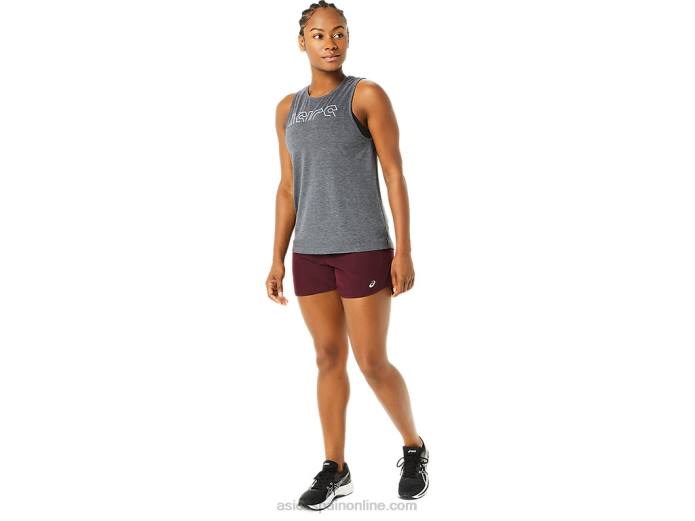 tanque de músculo de las mujeres Asics 4L683693 gris oscuro brezo/niebla