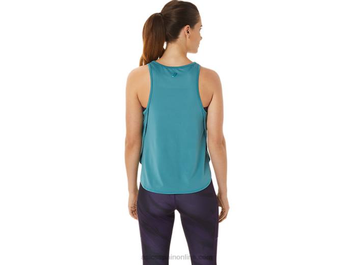top sin mangas con abertura lateral para mujer Asics 4L682938 pino brumoso