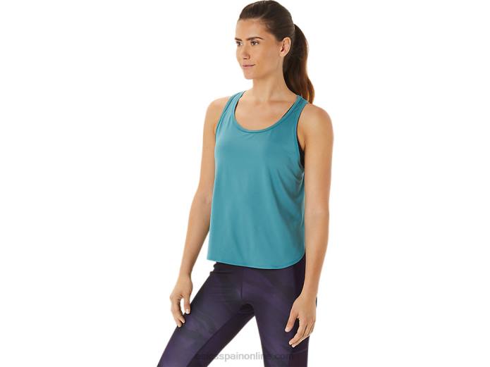 top sin mangas con abertura lateral para mujer Asics 4L682938 pino brumoso