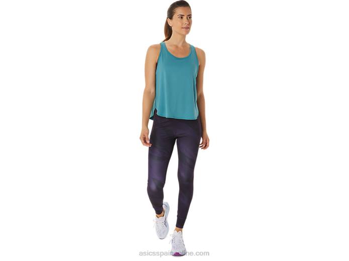 top sin mangas con abertura lateral para mujer Asics 4L682938 pino brumoso