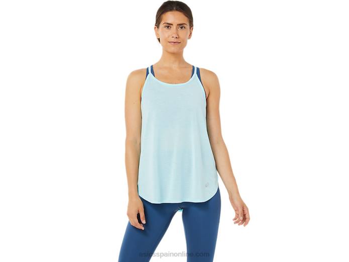 top sin mangas con abertura para mujer Asics 4L683364 azul claro