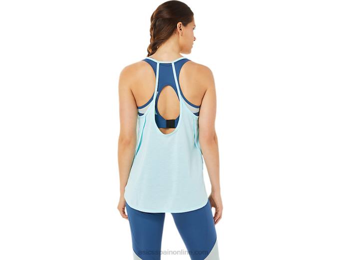 top sin mangas con abertura para mujer Asics 4L683364 azul claro