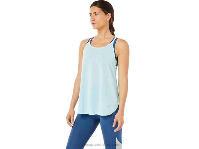 top sin mangas con abertura para mujer Asics 4L683364 azul claro