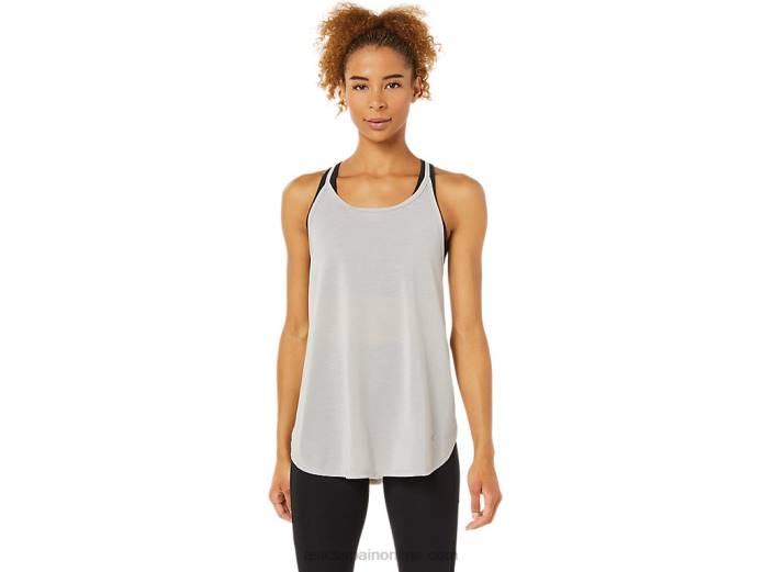 top sin mangas con abertura para mujer Asics 4L683365 gris ostra