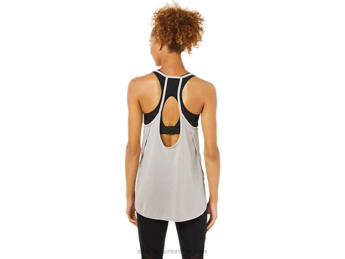 top sin mangas con abertura para mujer Asics 4L683365 gris ostra