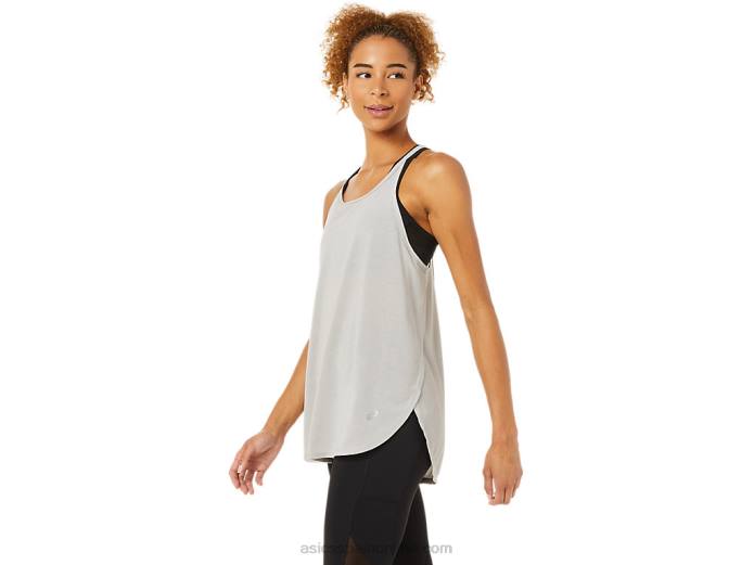 top sin mangas con abertura para mujer Asics 4L683365 gris ostra