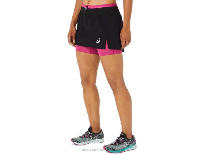 falda pantalón fujitrail mujer Asics 4L683507 rendimiento negro/rojo fucsia