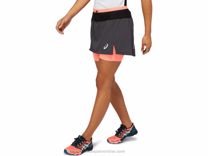 falda pantalón fujitrail mujer Asics 4L683845 gris grafito/coral ardiente