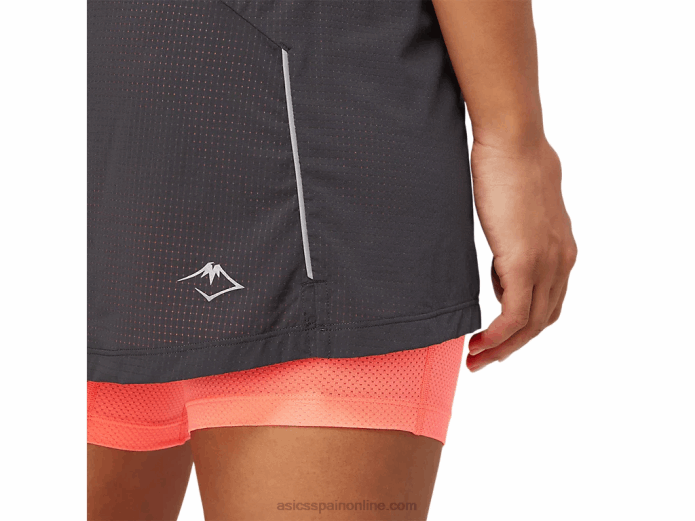 falda pantalón fujitrail mujer Asics 4L683845 gris grafito/coral ardiente