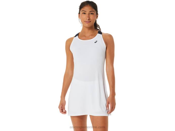 vestido de corte de mujer Asics 4L682554 blanco brillante/medianoche
