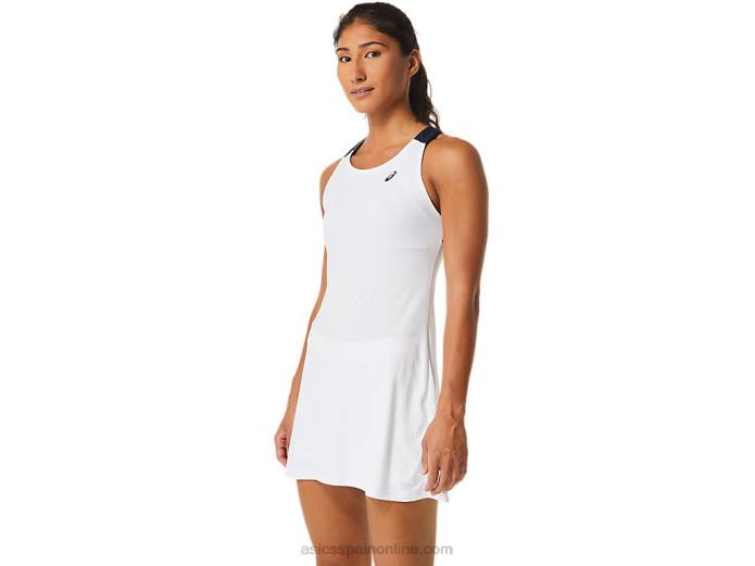 vestido de corte de mujer Asics 4L682554 blanco brillante/medianoche