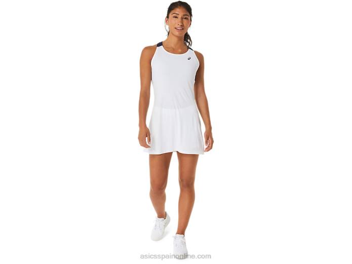 vestido de corte de mujer Asics 4L682554 blanco brillante/medianoche
