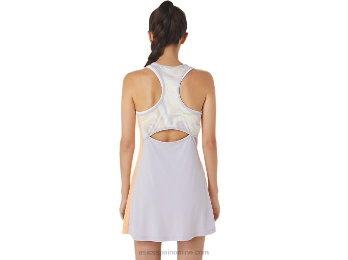 vestido gráfico de corte para mujer Asics 4L682451 blanco brillante/violeta crepuscular