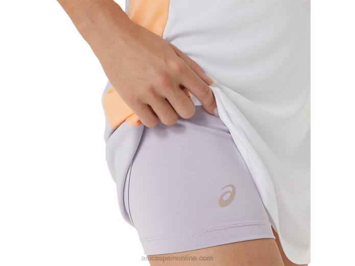 vestido gráfico de corte para mujer Asics 4L682451 blanco brillante/violeta crepuscular