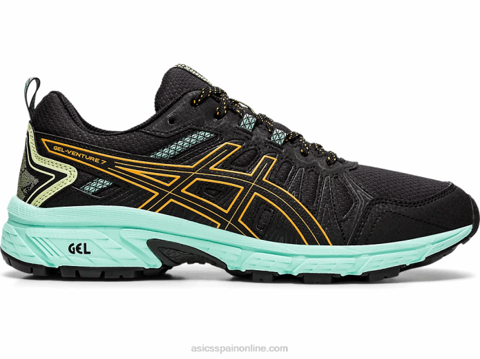 gel-venture 7 de ancho Asics 4L684162 estallido negro/naranja