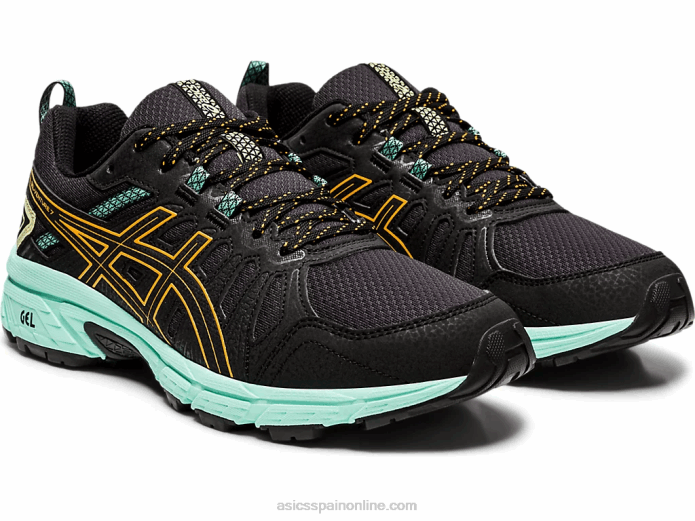 gel-venture 7 de ancho Asics 4L684162 estallido negro/naranja