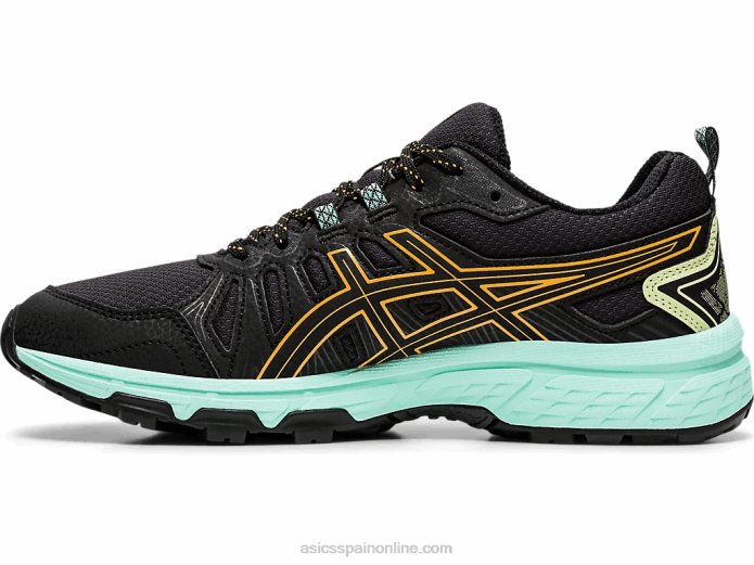 gel-venture 7 de ancho Asics 4L684162 estallido negro/naranja