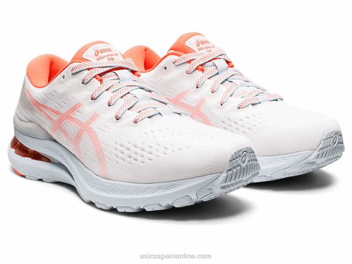gel-kayano 28 Asics 4L683153 blanco/coral relámpago