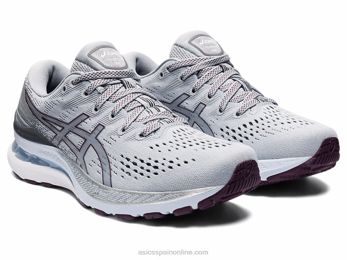 gel-kayano 28 ancho Asics 4L683583 gris piedmont/ciruela oscuro