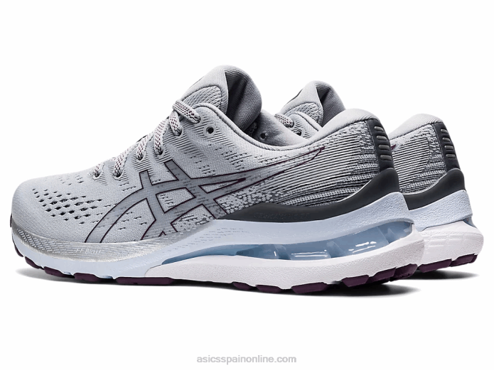 gel-kayano 28 ancho Asics 4L683583 gris piedmont/ciruela oscuro