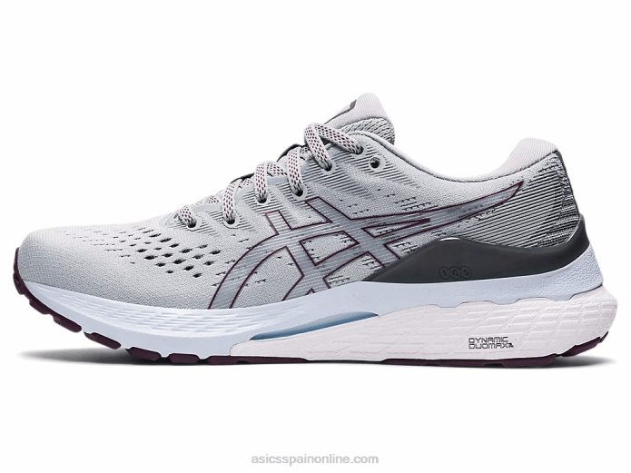 gel-kayano 28 ancho Asics 4L683583 gris piedmont/ciruela oscuro