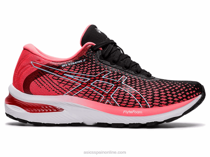 tejido gel-stratus 2 Asics 4L682663 coral resplandeciente/negro