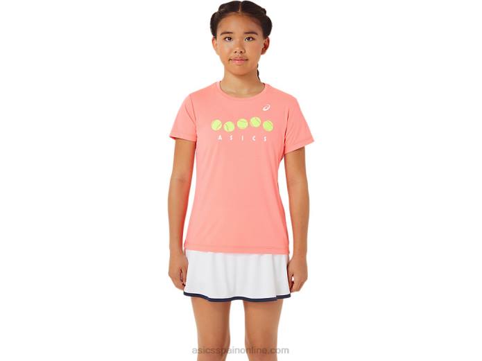 camiseta gráfica de tenis para niños Asics 4L684237 guayaba