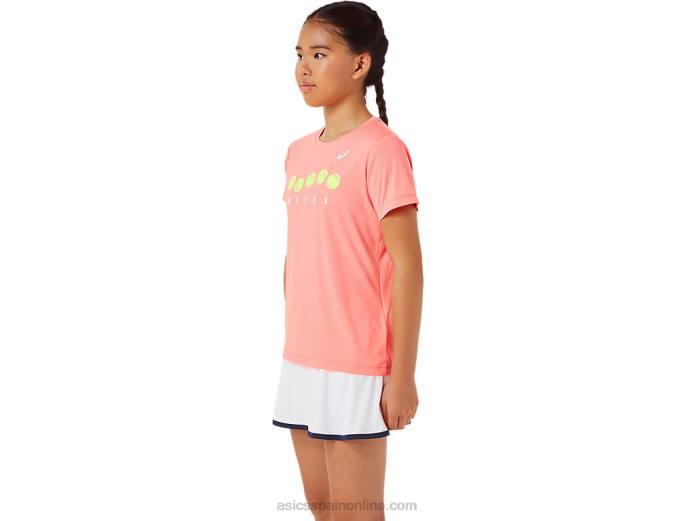 camiseta gráfica de tenis para niños Asics 4L684237 guayaba