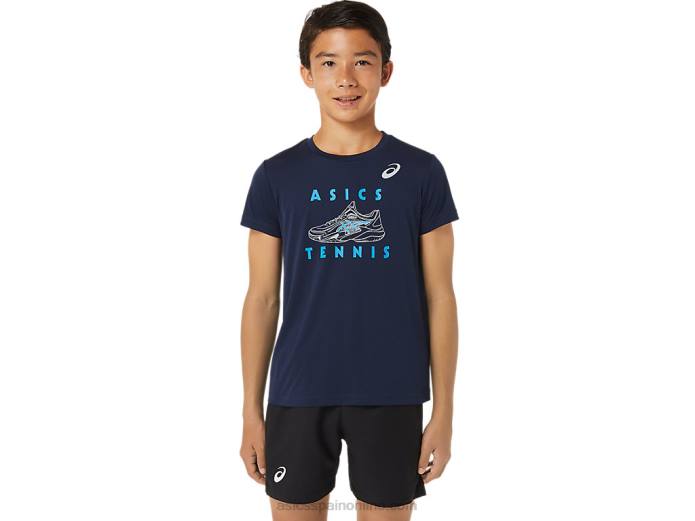 playera de manga corta con gráfico de tenis para niños Asics 4L684231 medianoche