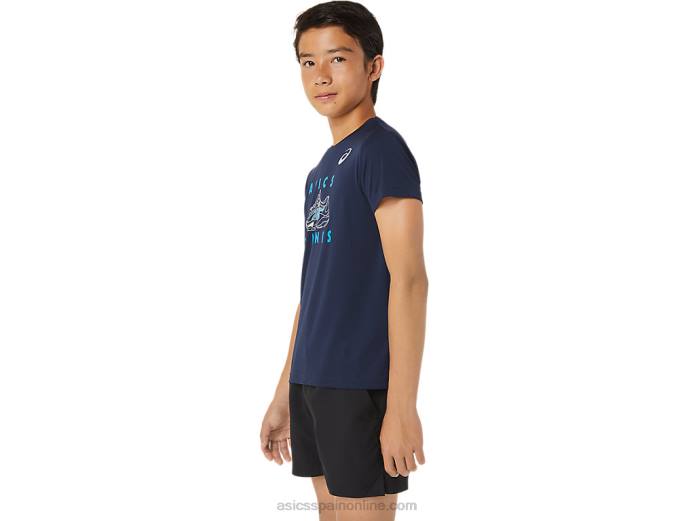 playera de manga corta con gráfico de tenis para niños Asics 4L684231 medianoche