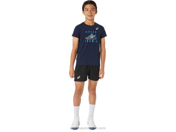 playera de manga corta con gráfico de tenis para niños Asics 4L684231 medianoche