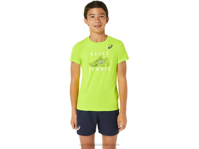 playera de manga corta con gráfico de tenis para niños Asics 4L684239 peligro verde
