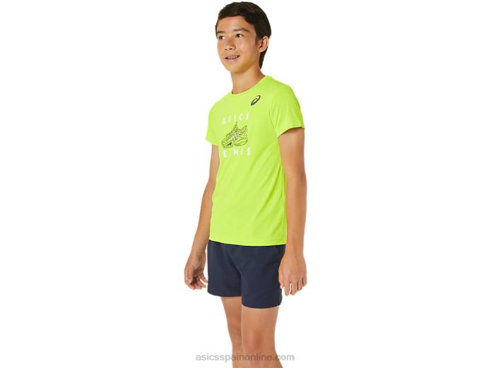 playera de manga corta con gráfico de tenis para niños Asics 4L684239 peligro verde